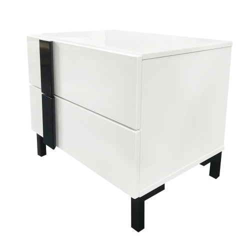 High Gloss 3-Piece  Queen Bedroom Set with Floating LED  Platform Bed  & 2 Nightstands,