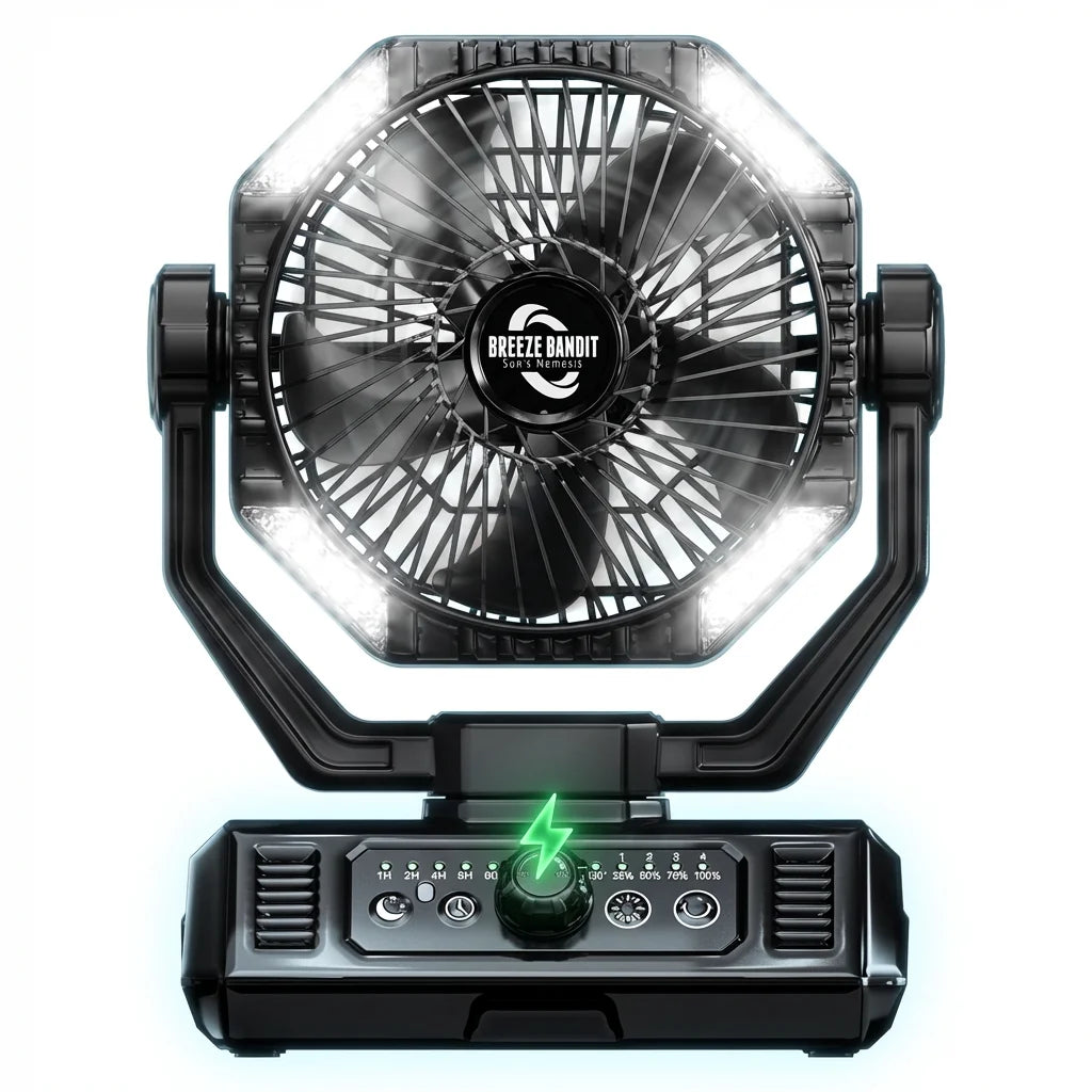 Battery Camping Fan with LED Lantern 8 Speed Desk Fan Portable Outdoor