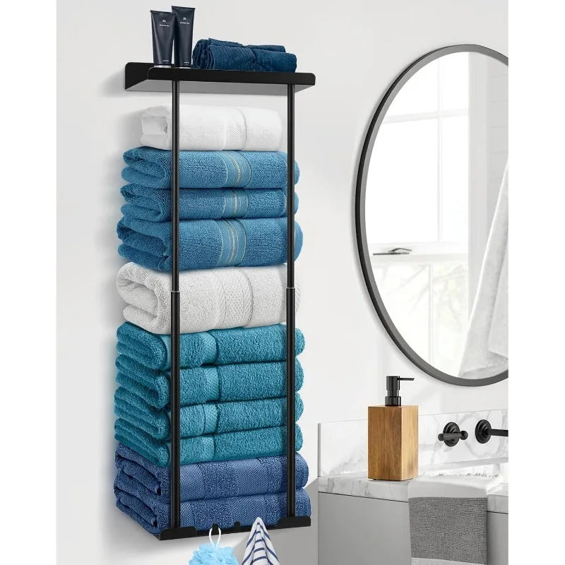 Wall-Mounted Bathroom Towel Rack & Roll Holder