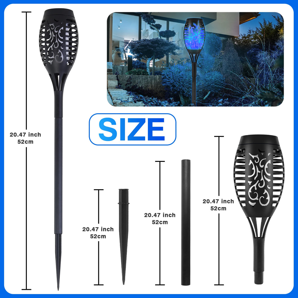 4/6/8/12Pcs Solar LED Flame Torch Light Flickering  Powered For Lawn, Path, Yard & Patio