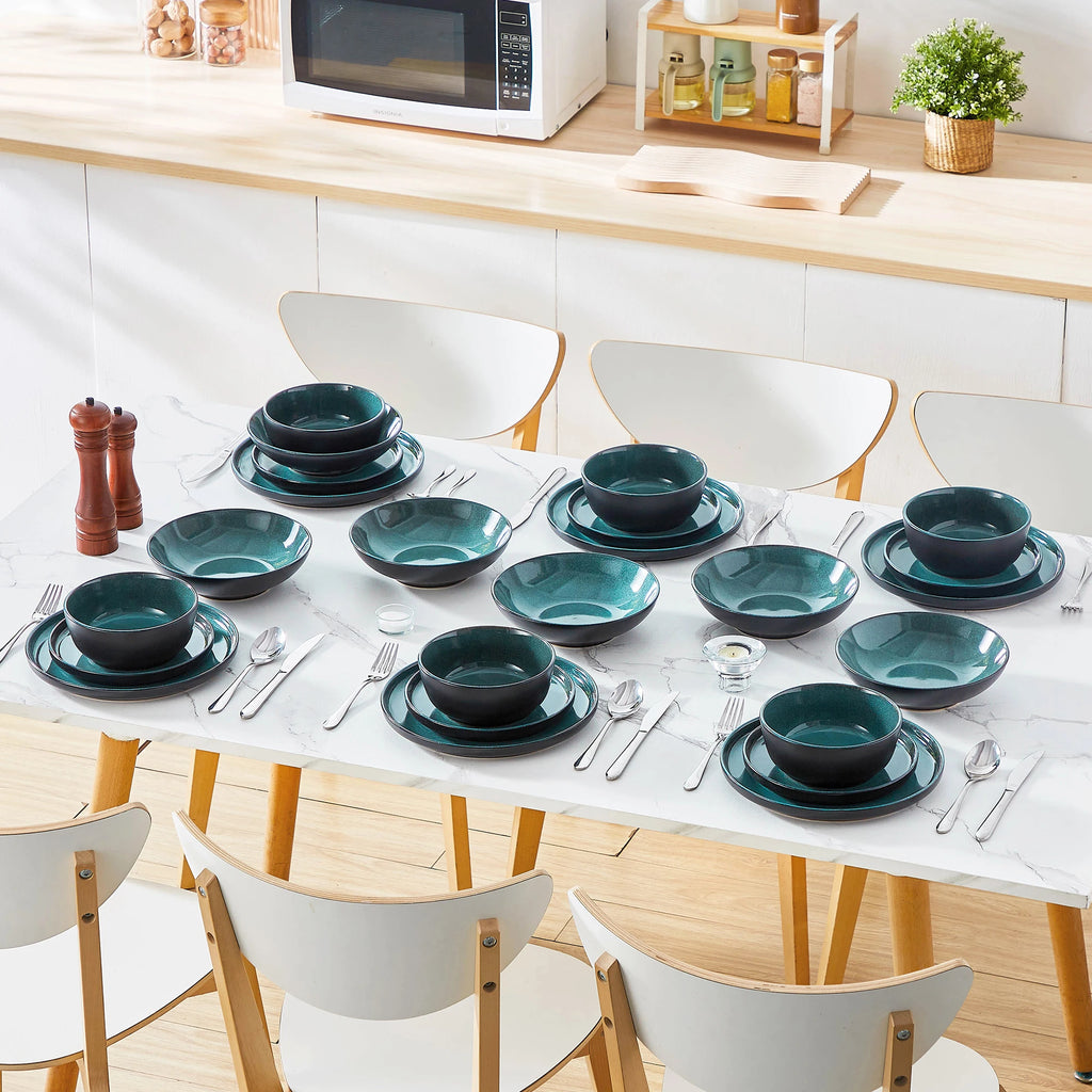 18/24 Piece  Ceramic Plate Set Reactive Glaze Stoneware