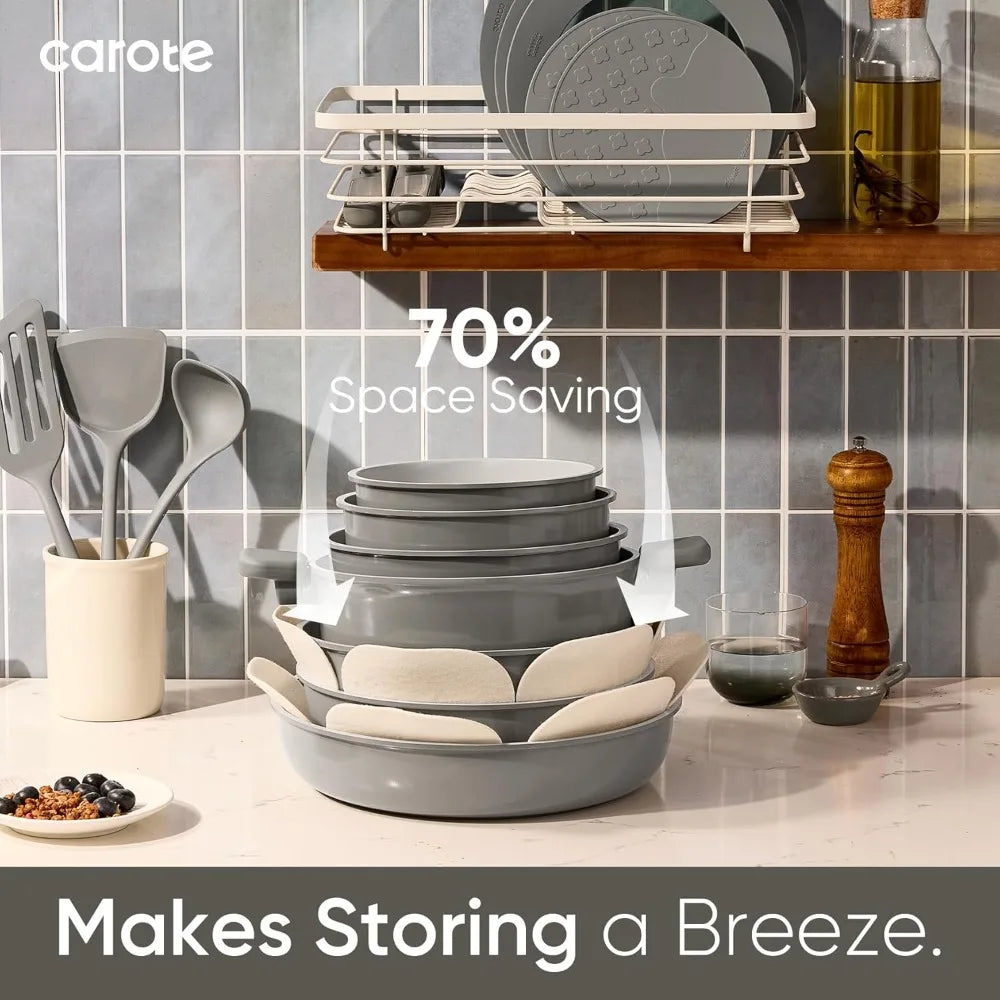 27pcs Ceramic Cookware Set Nonstick,  Detachable