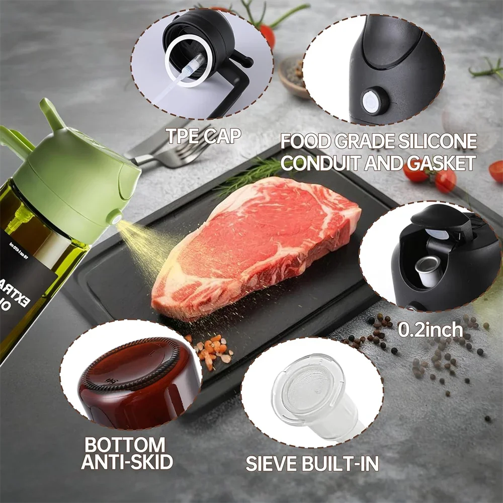 2 in 1 Glass olive Oil cooking Spray Dispenser Bottle W/ Stickers