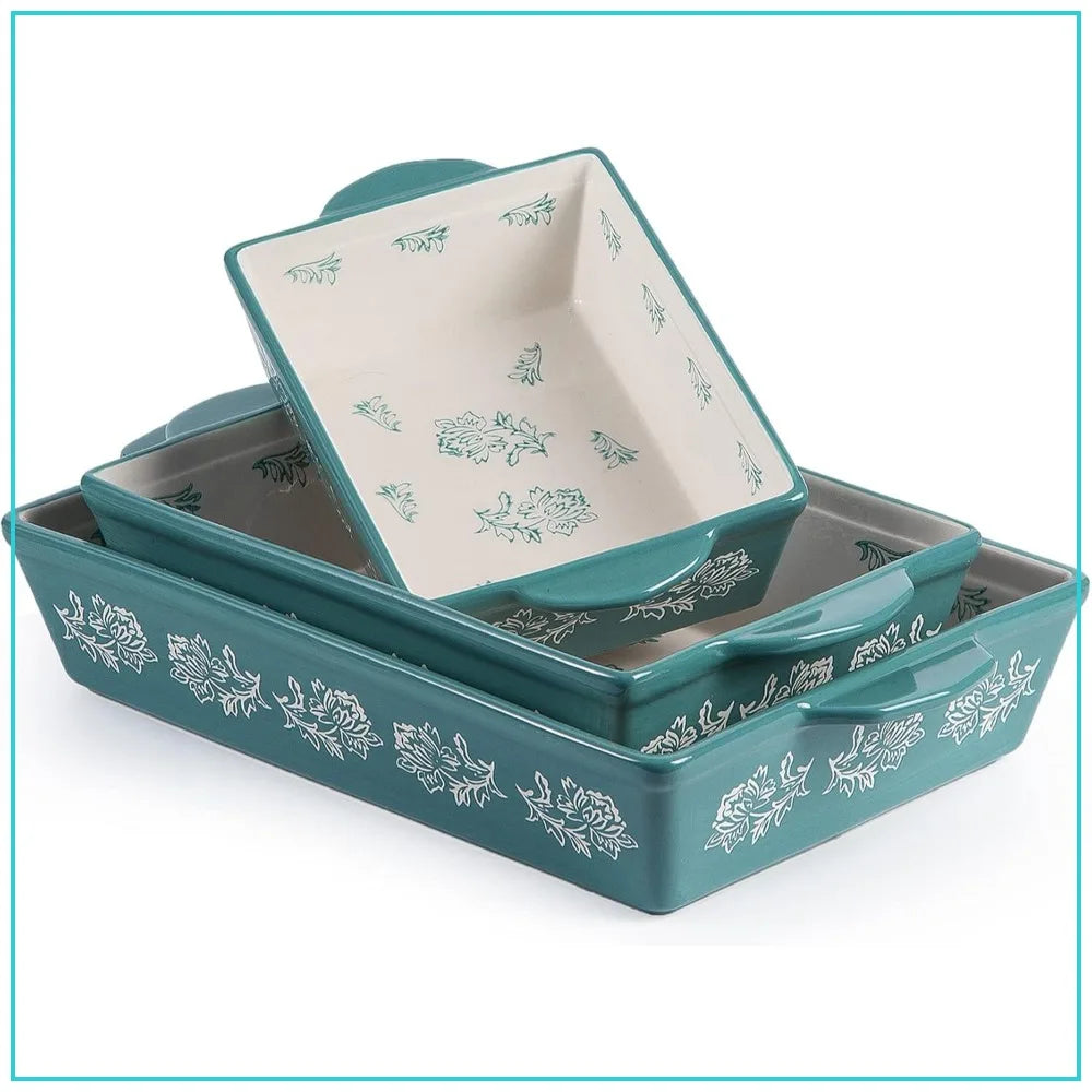 Ceramic Baking Dish Set 3-Piece Casserole Dish for Oven, Microwave & Freezer