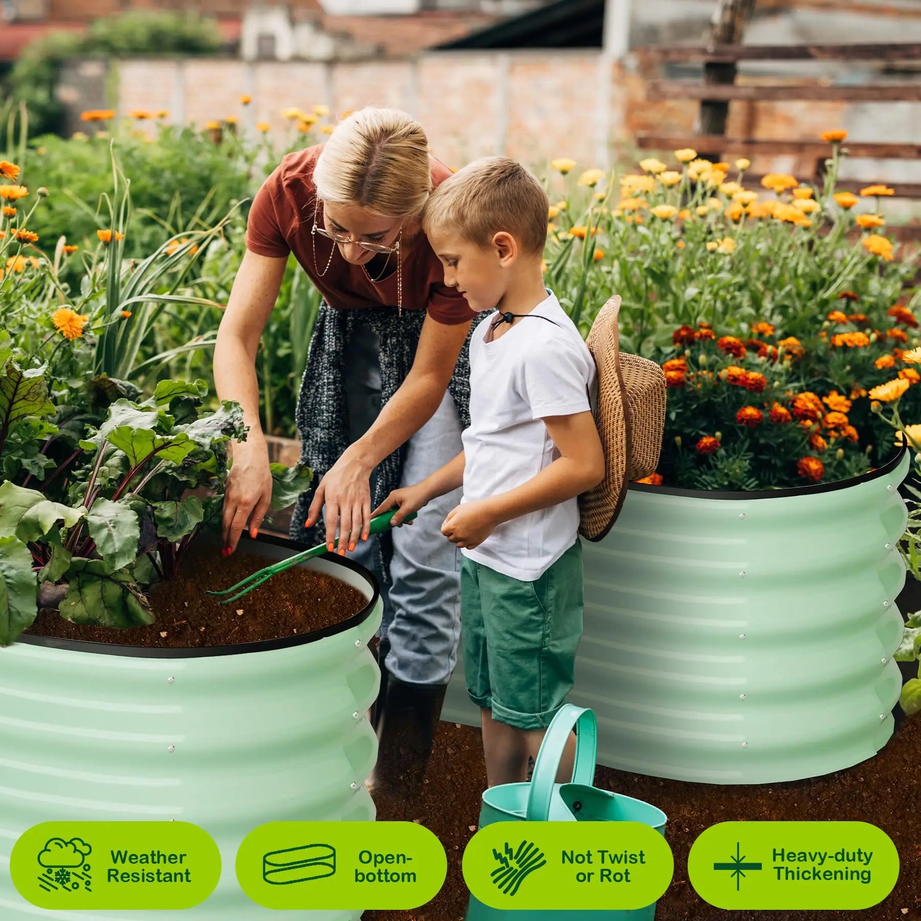 2-Pack Oval  Steel Raised Garden Bed Open Base  Metal Planter  Vegetables Flowers Herbs