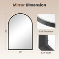 JHK  Arched Bathroom Mirror, 26x38" Metal Framed Wall Mirror for Vanity, Bedroom, & Archway