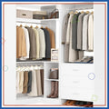 L-Shaped Closet Organizer with 3 Drawers, Hanging Rods & Corner Tower, 1300+ lbs Capacity,