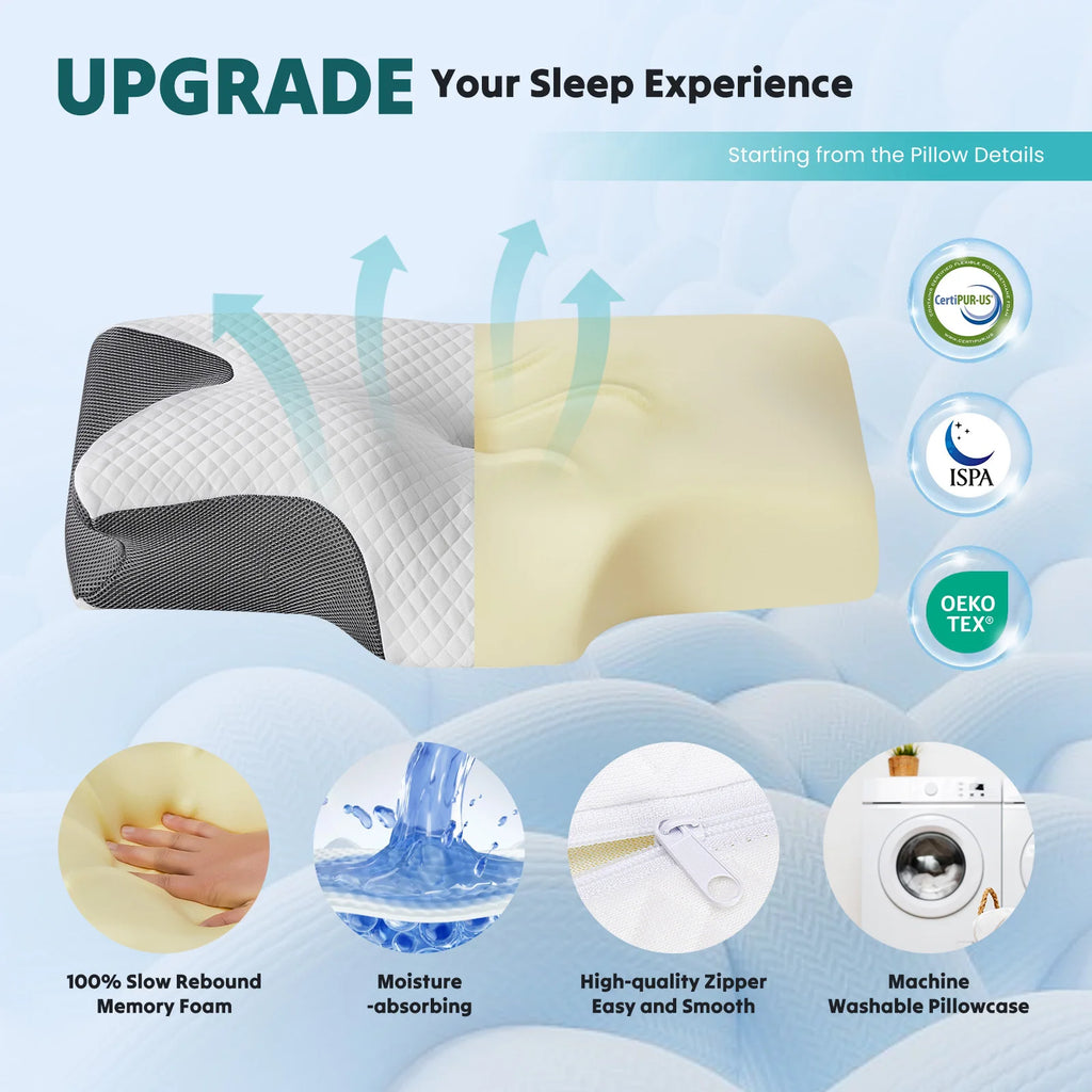 Cervical Memory Foam Pillow for neck Pain  Relief With Cooling Cover
