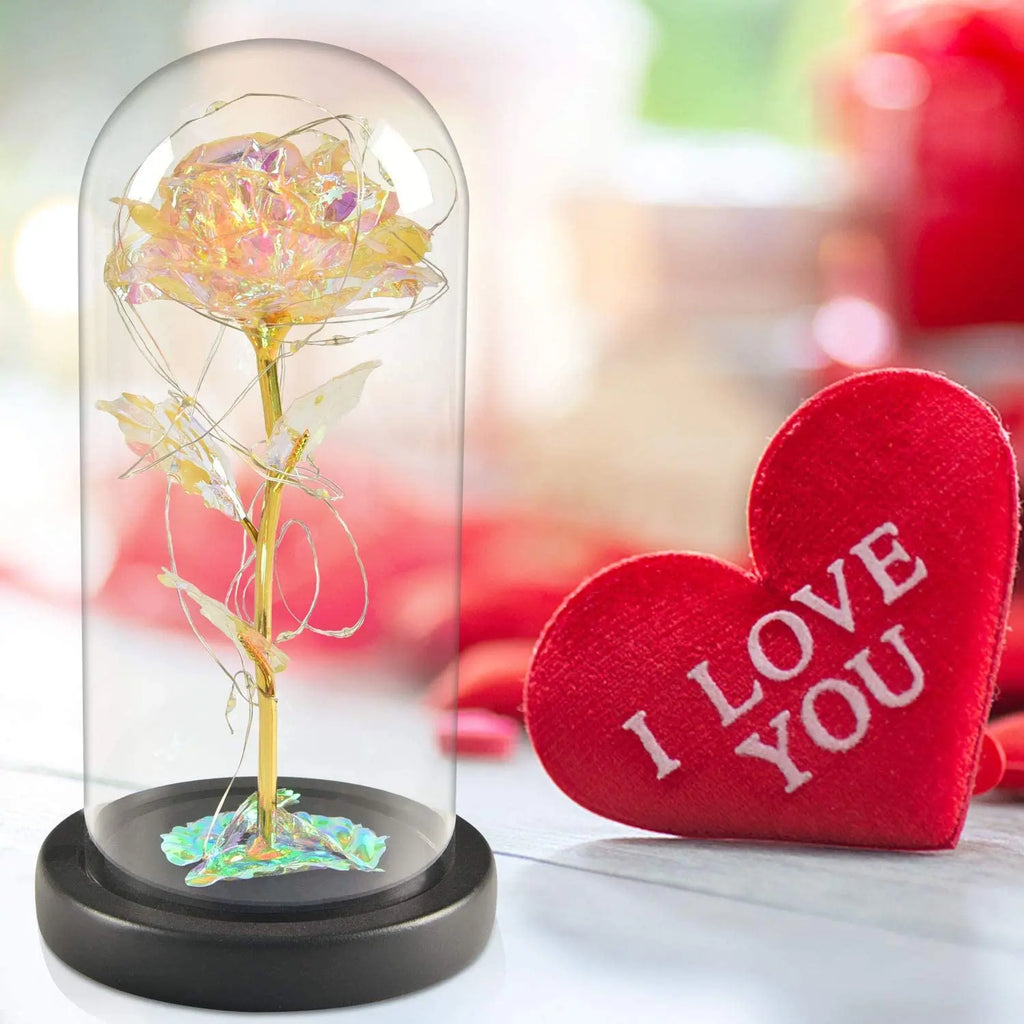 Artificial Glass Flower with Eternal Rose of the LED Light