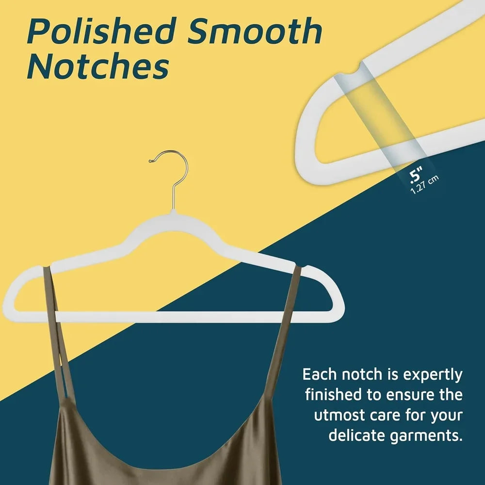 Velvet Clothes Hangers Non-Slip Shoulder Notch Heavy Duty 10 lb Capacity