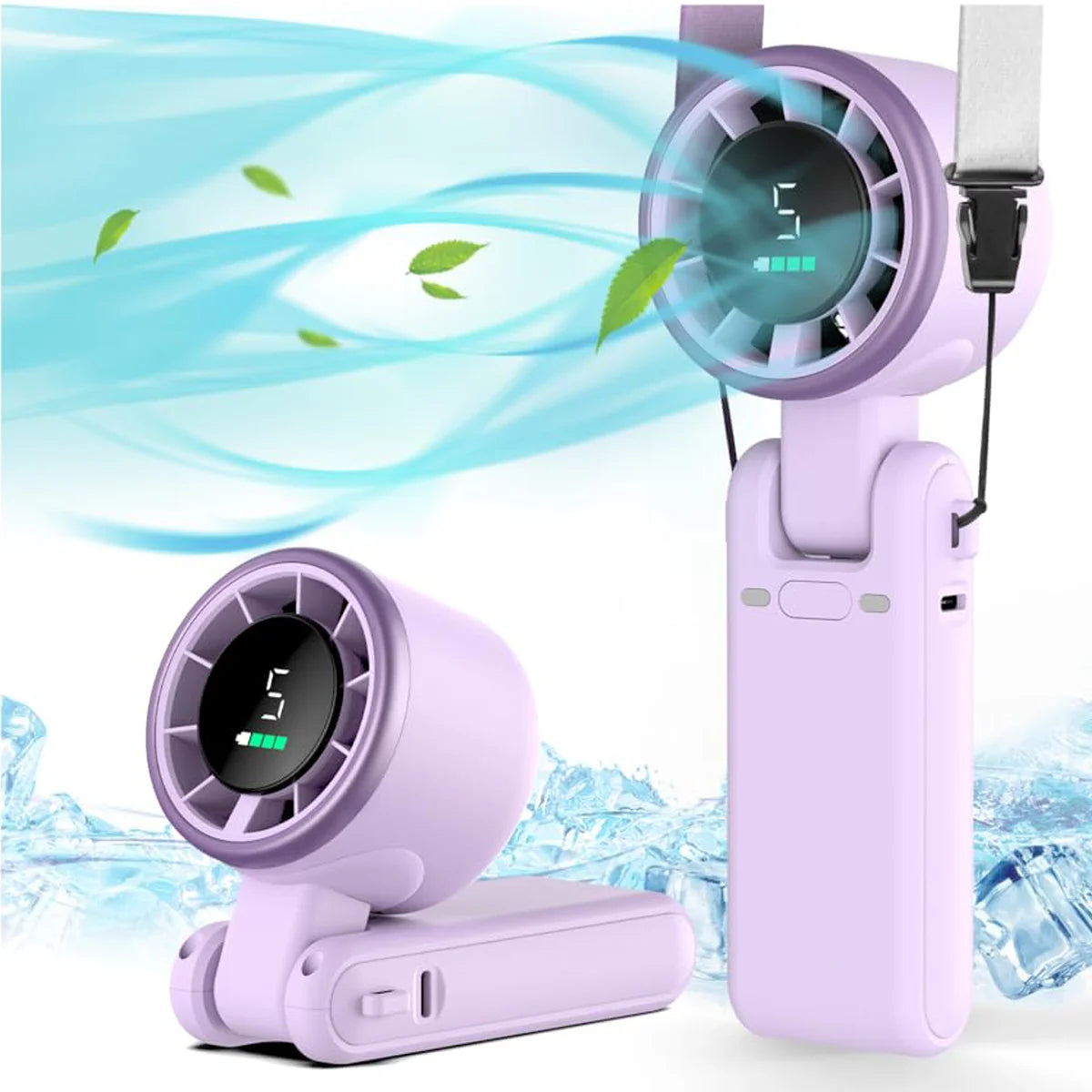 Portable Handheld Turbo Fan, 5 Gear Wind, Battery Operated, Up to 12 Working Hours, 3 IN 1 Hand Fan with Air Turbo Tech Cooling