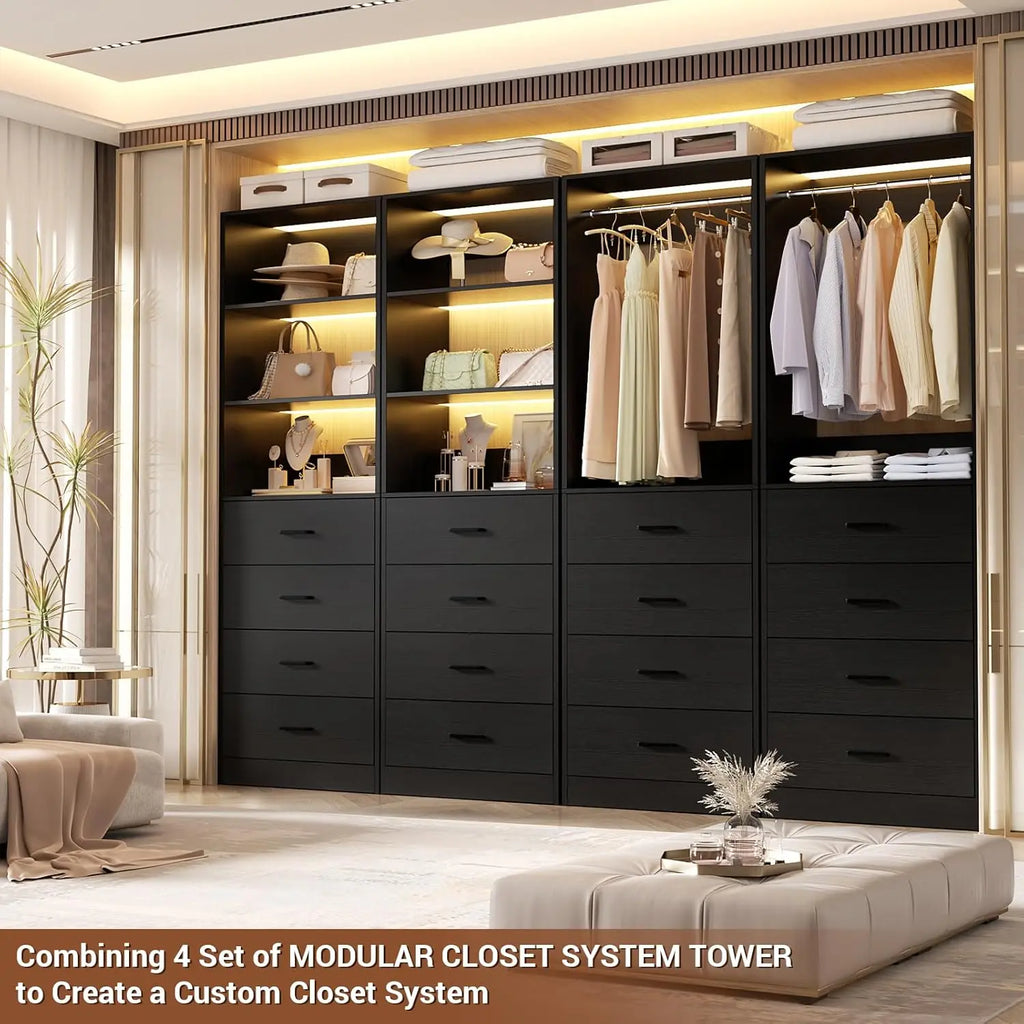 Closet Drawers Organizer, 21.3" Wood  with 4 Drawers,
