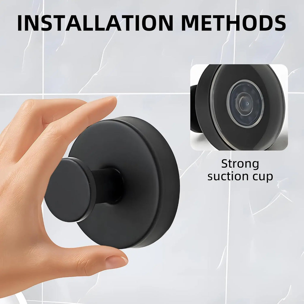 Matte Black Suction Towel Hooks, 2-Pack  Wall Hangers for Bathroom, Bedroom &  Kitchen