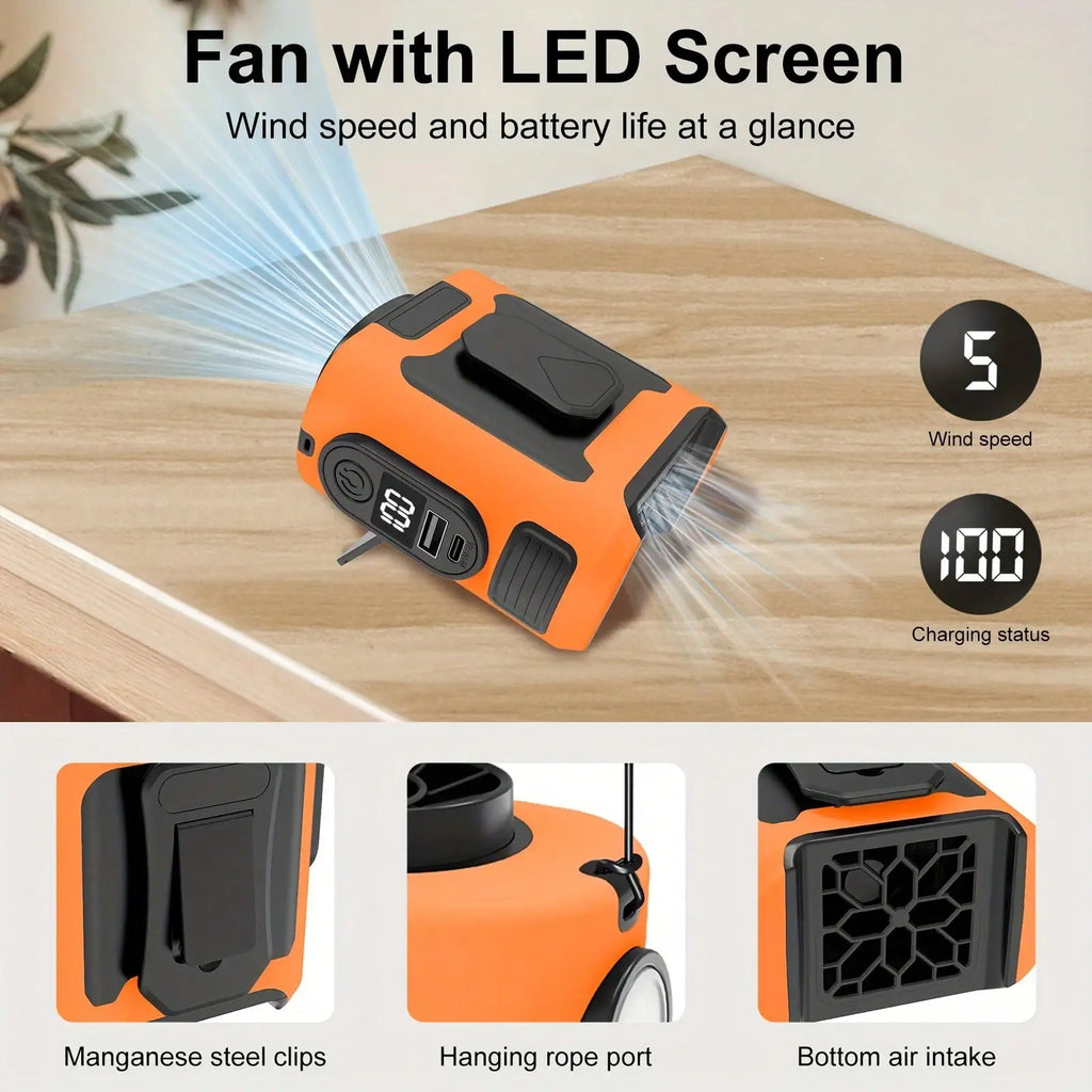 Flashlight, Portable Belt Clip , 40 Hours Cooling Personal Wearable , 5-Speed , Rechargeable Hands-Free Neck With Dual Clips