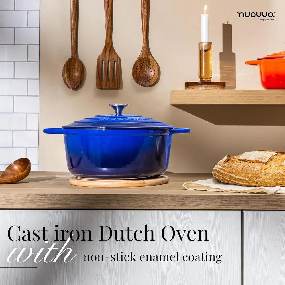 6.4 Qt Enameled Cast Iron Dutch Oven with Lid-Nonstick Casserole  pot, Heavy Duty, Oven Safe 500F