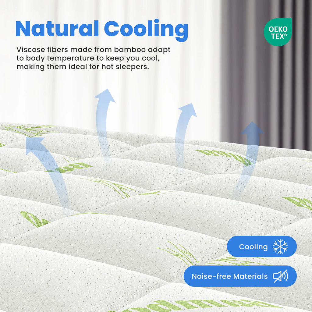 MCQ 400g Bamboo Viscose Mattress Topper Ultra Soft Pillow Top with Stretchable Pockets Breathable Cooling