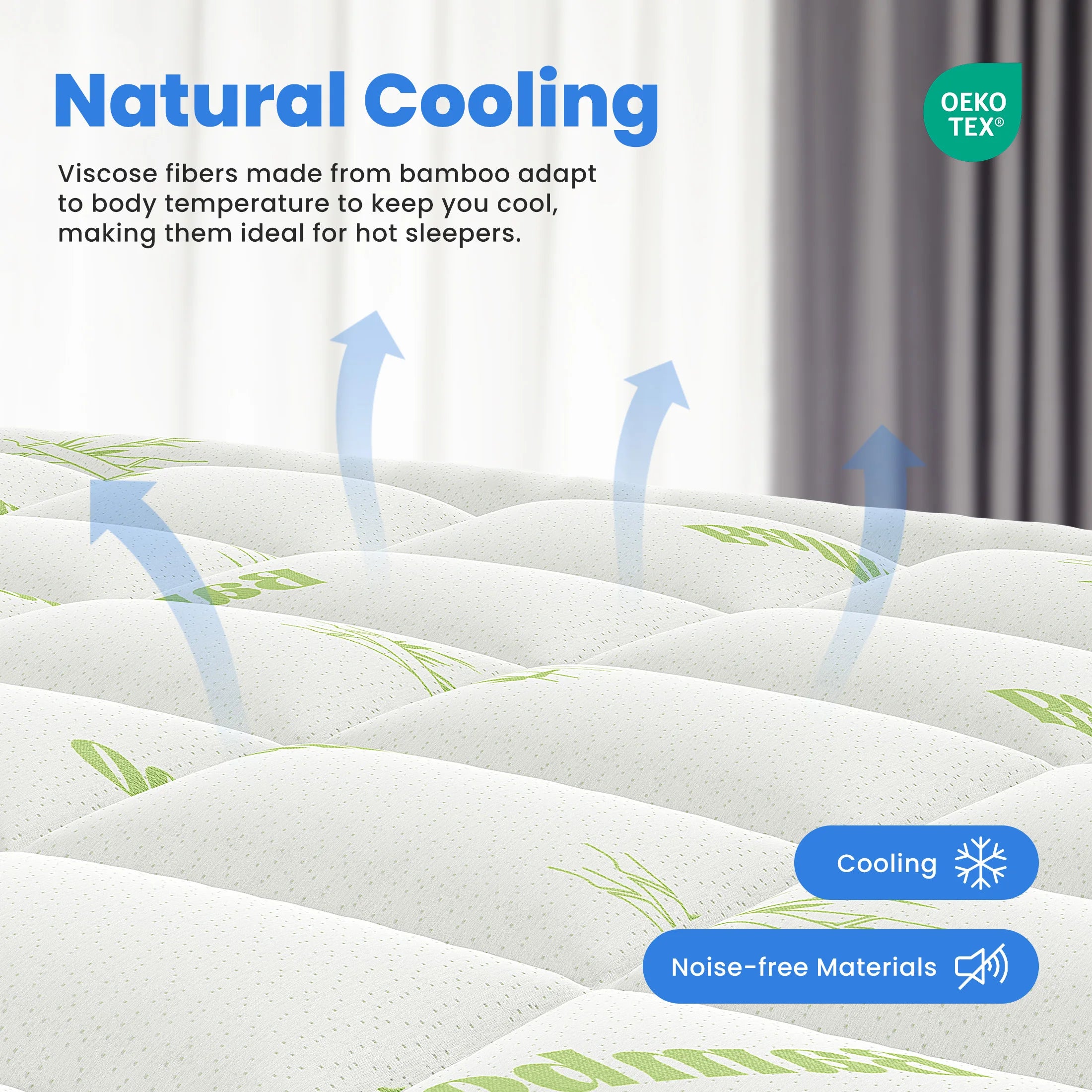 MCQ 400g Bamboo Viscose Mattress Topper Ultra Soft Pillow Top with Stretchable Pockets Breathable Cooling