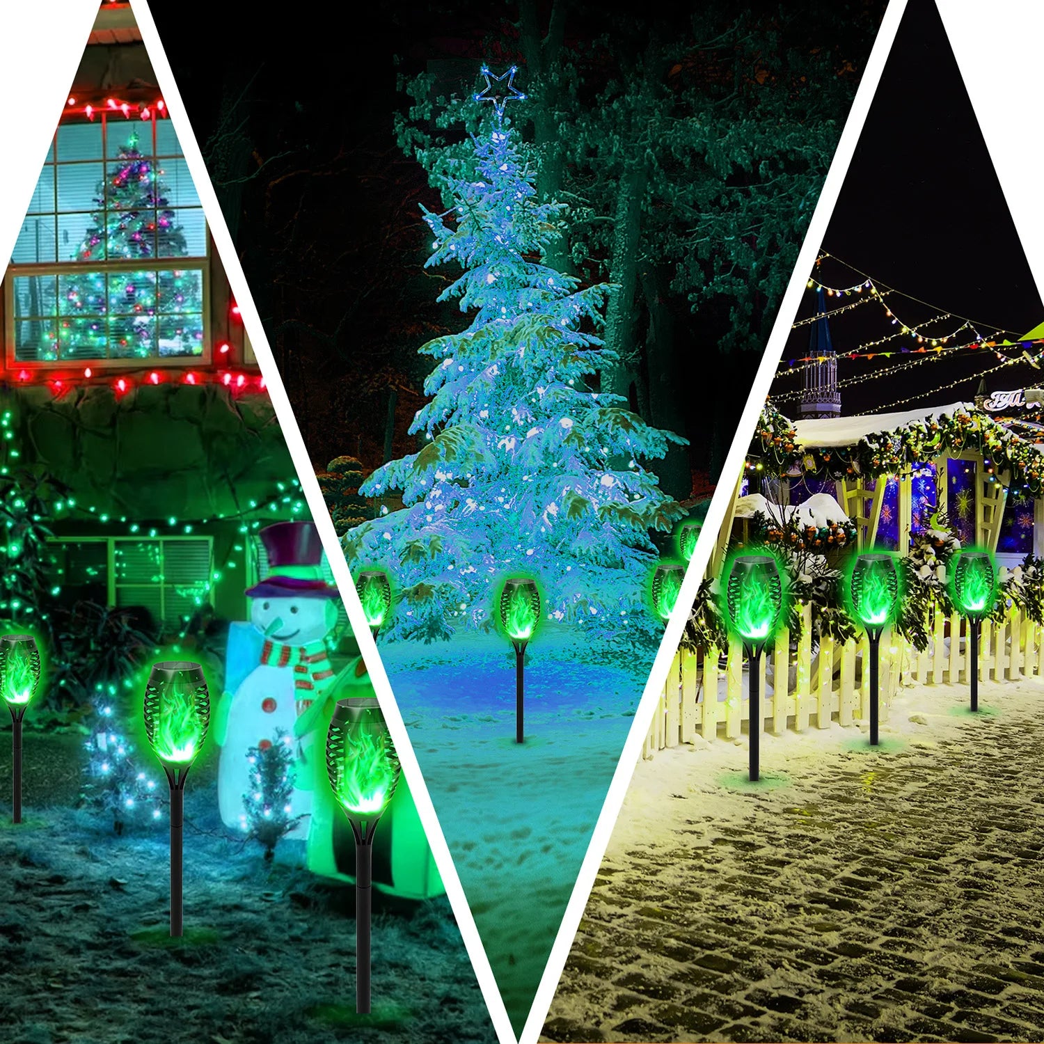 4/6/8/12Pcs Solar LED Flame Torch Light Flickering  Powered For Lawn, Path, Yard & Patio