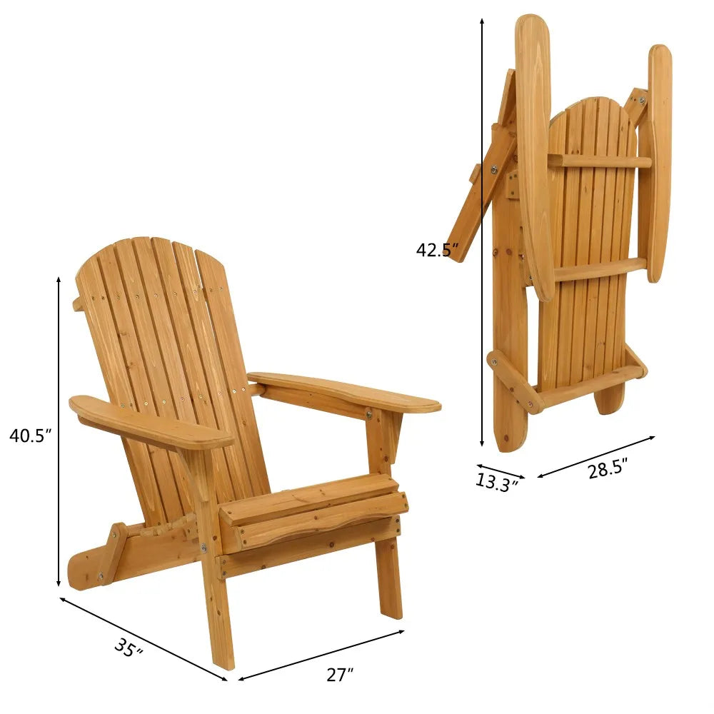 Set of 2 Adirondack Outdoor folding Patio Deck Wood Lounge Chair