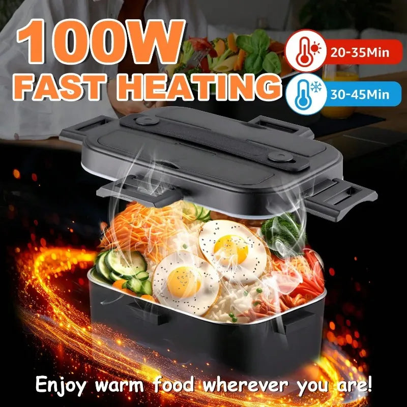 Electric Heated Lunch Box, 1.8l Stainless Steel Food Warmer, Leakproof, with Insulated bag