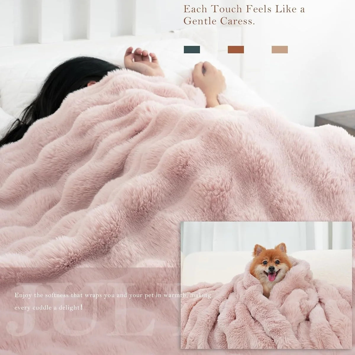 Faux Rabbit Fleece Blanket - Weighted 6 lbs- Bedspread