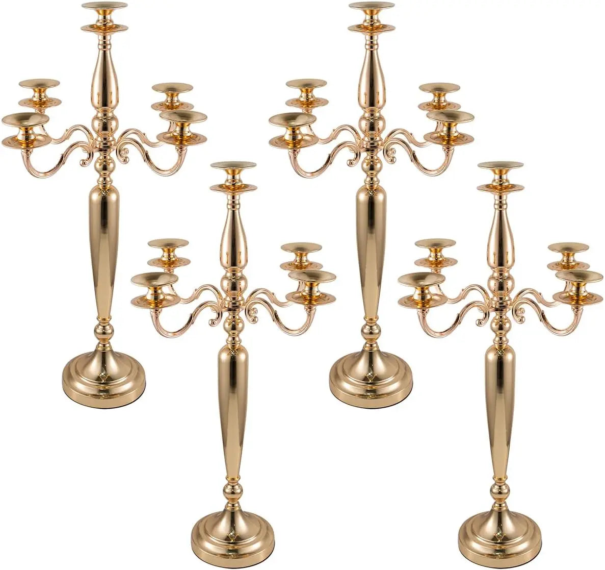4Pcs 5 Arm Gold Candelabra  Metal Candlestick Holder(28 Inch Tall)