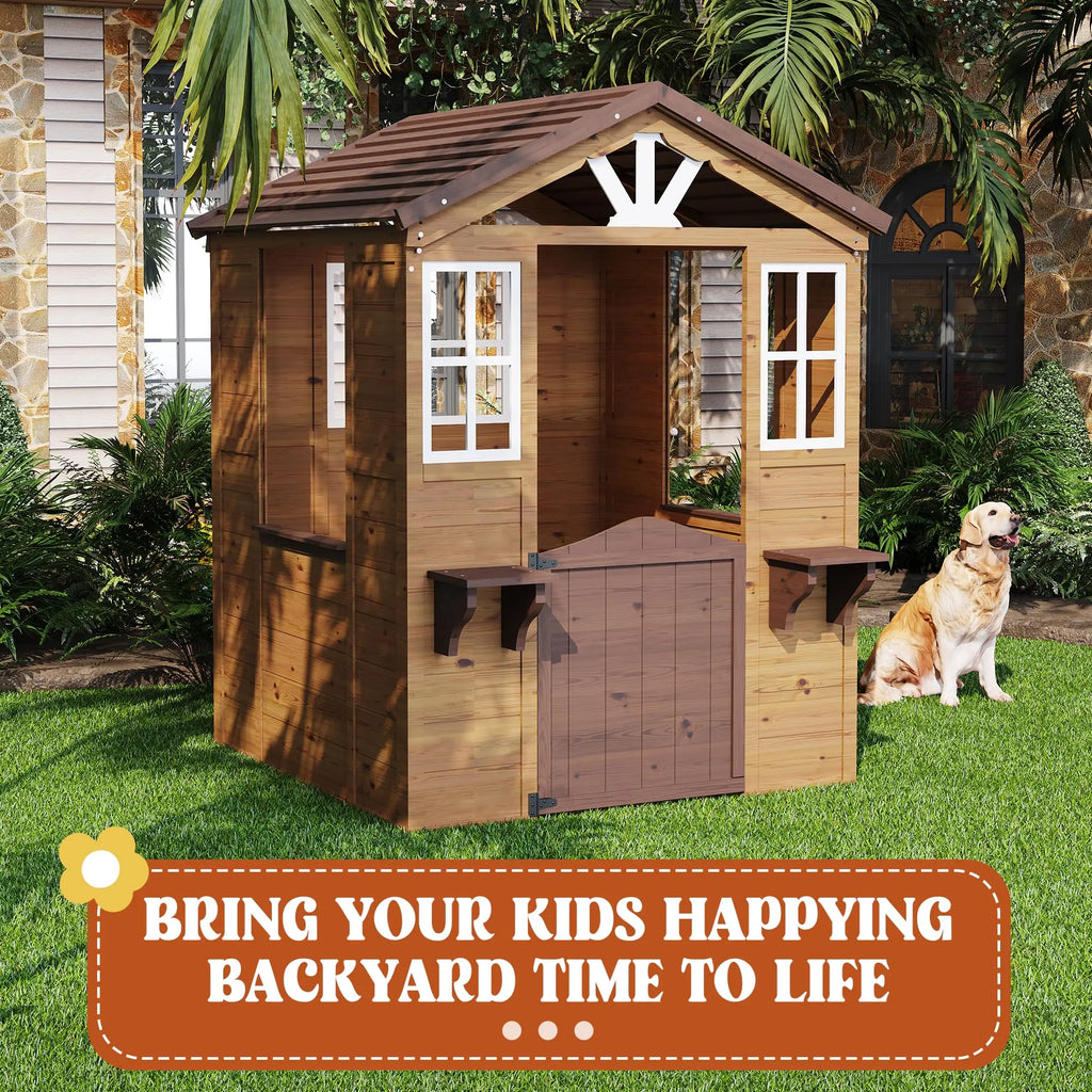 Wooden Play House for Kids,  Outdoor Cottage, Cedar