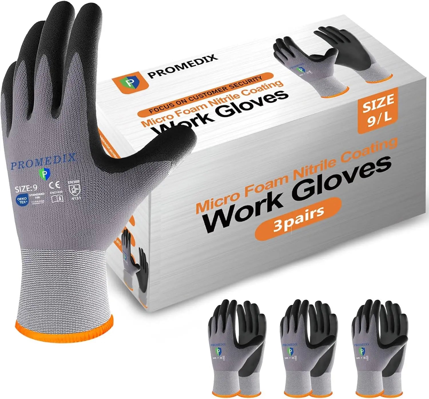 Nitrile Coated Gloves, Micro Foam  for Men, Seamless Knit with Grip