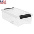 5QT Clear Modular Storage Box with Handle and Buckle Latches Stackable