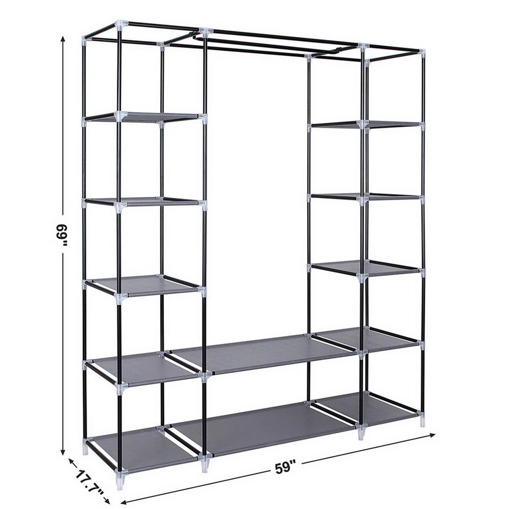 69" Portable Clothes Closet Wardrobe Storage Organizer with Non-Woven Fabric  Extra Strong and Durable