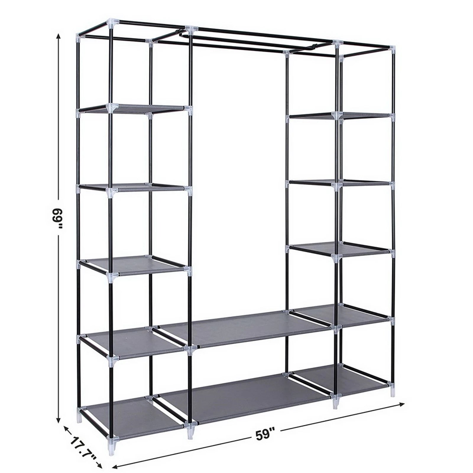 69" Portable Clothes Closet Wardrobe Storage Organizer with Non-Woven Fabric  Extra Strong and Durable