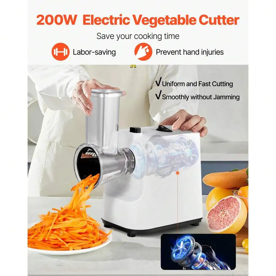 Electric Cheese Grater &Salad  Maker With 5 Attachments , Vegetable Slicer, Shredder & Chopper