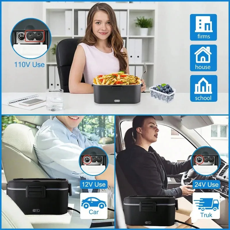 Electric Heated Lunch Box, 1.8l Stainless Steel Food Warmer, Leakproof, with Insulated bag