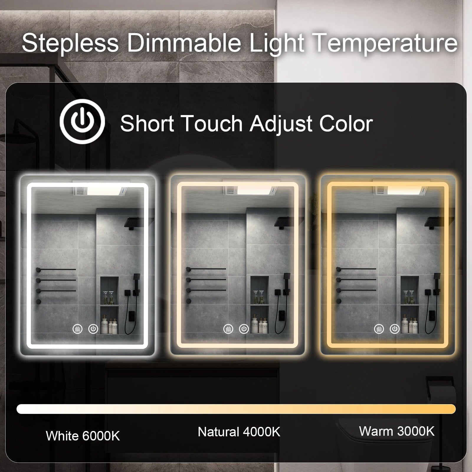 20x28 inch LED Bathroom Mirror Vanity  with Backlit Lights Fogless  Wall Mounted with Demister