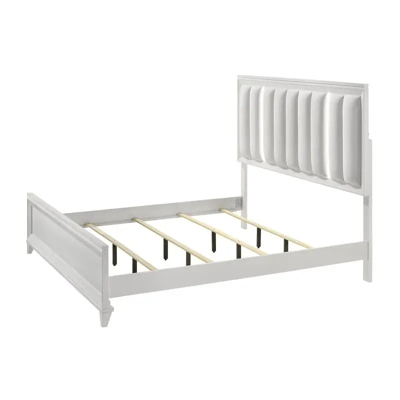 King  Bed  & 2 Nightstands 3-Piece Set Upholstered LED Headboard Solid Wood