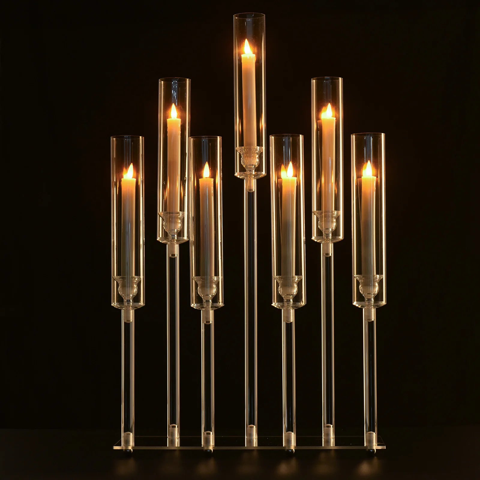 4pcs 7-Arm Acrylic Candlestick Clear  26.5 Inch Tall