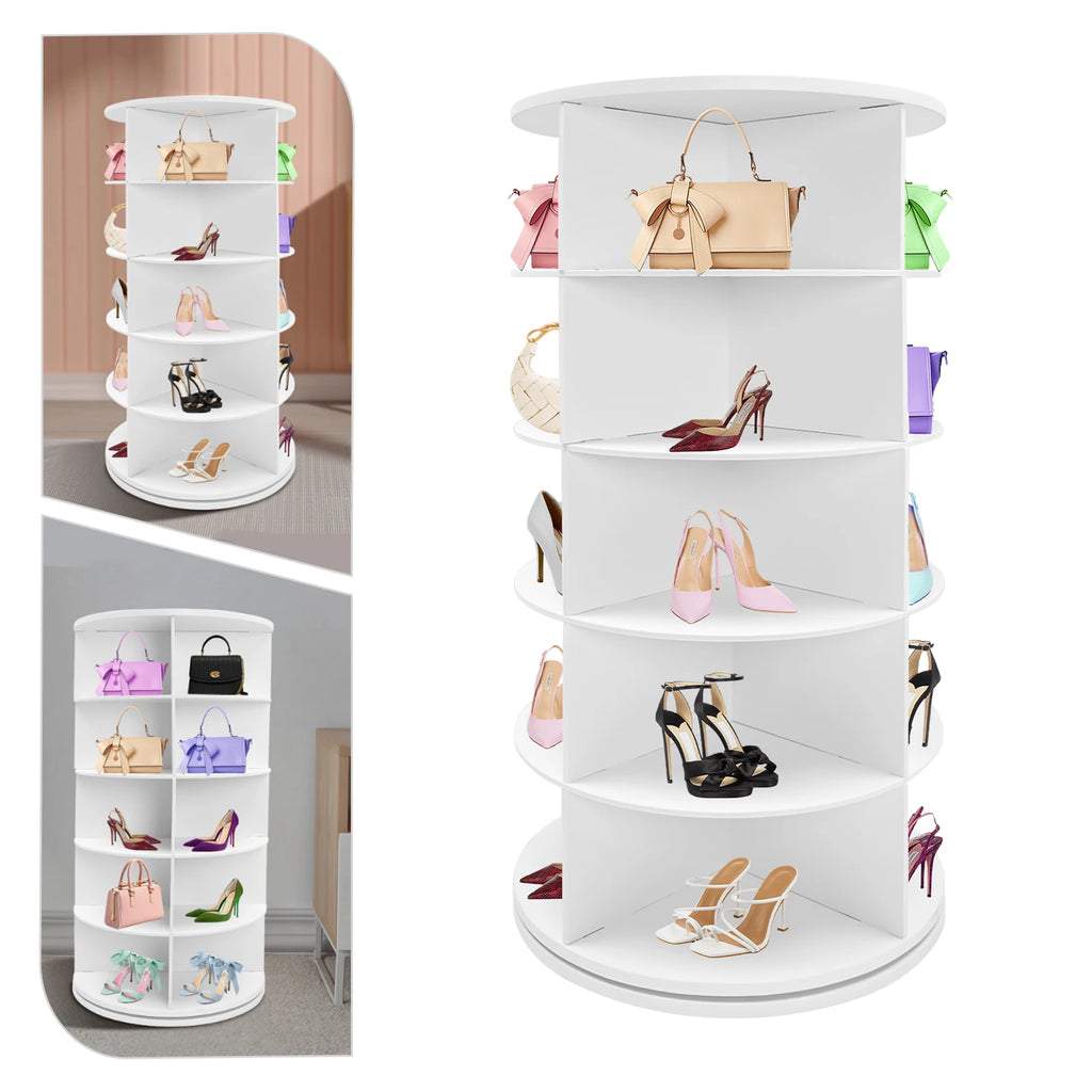  5 Tier 360 Rotating Shoe Rack Tower Holds 20 pairs of Shoes for Bedroom, Entryway, & Closets