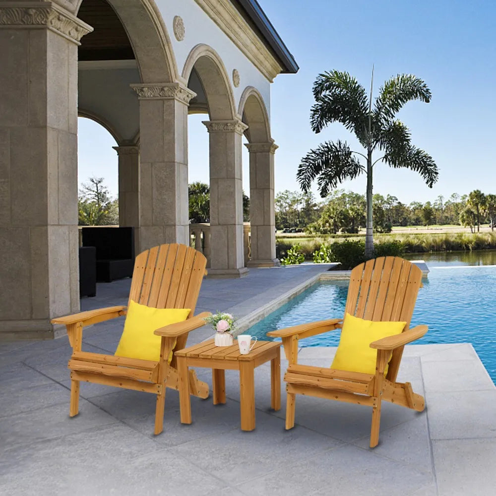 Set of 2 Adirondack Outdoor folding Patio Deck Wood Lounge Chair