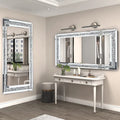 LUVODI Large Silver Rhinestone Vanity Mirror Frameless Crystal Diamond Wall Mirror for Bedroom, Bathroom.