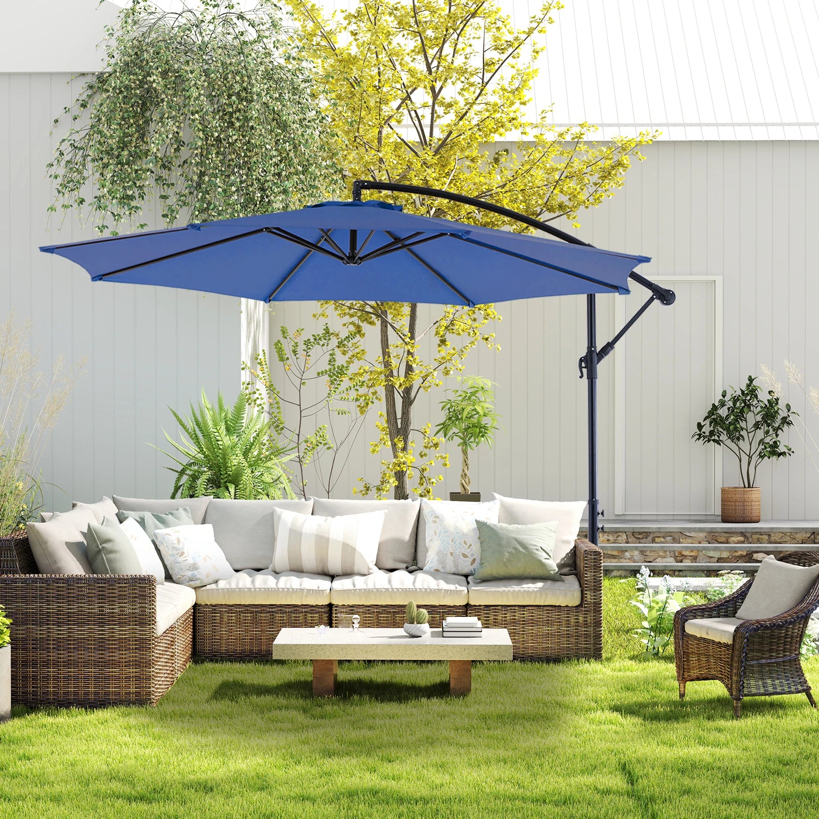 10FT Outdoor Patio Umbrella Hanging  Easy Tilt Adjustment UV Protection