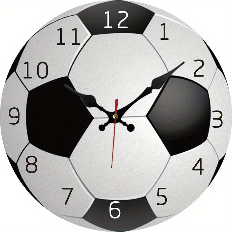 A Silent Non-Ticking Round Soccer Wall Clock