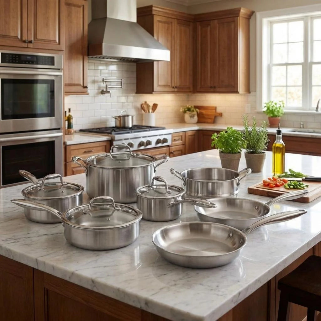 3 Ply Stainless Steel 11-Piece Cookware Set with Lids,