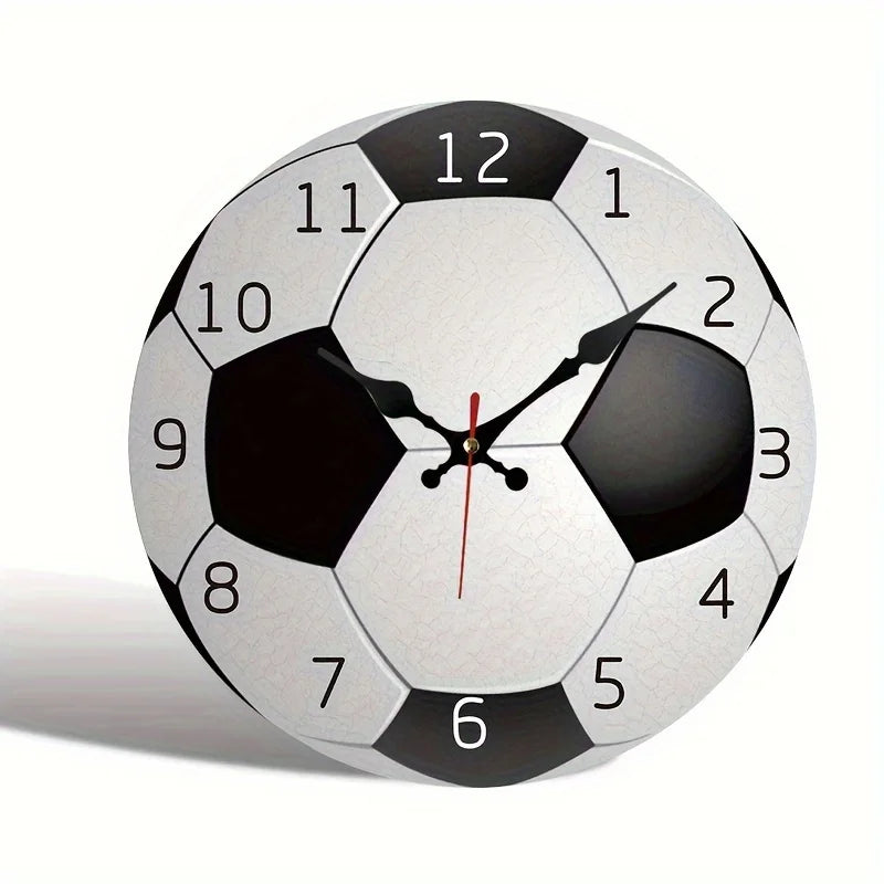 A Silent Non-Ticking Round Soccer Wall Clock