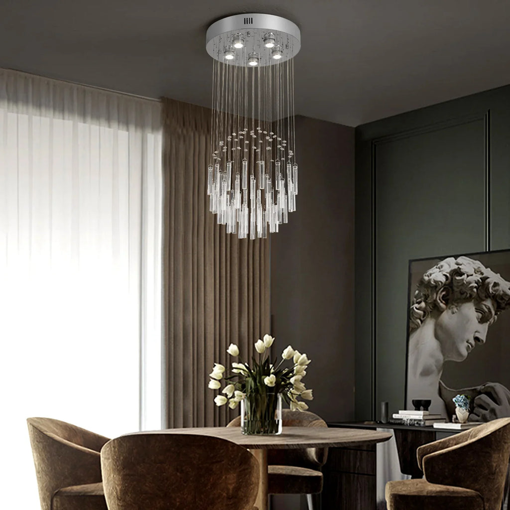 Crystal Droplight Led Pendant Light Loft Stairs Chandelier Hanging Ceiling Lamp
