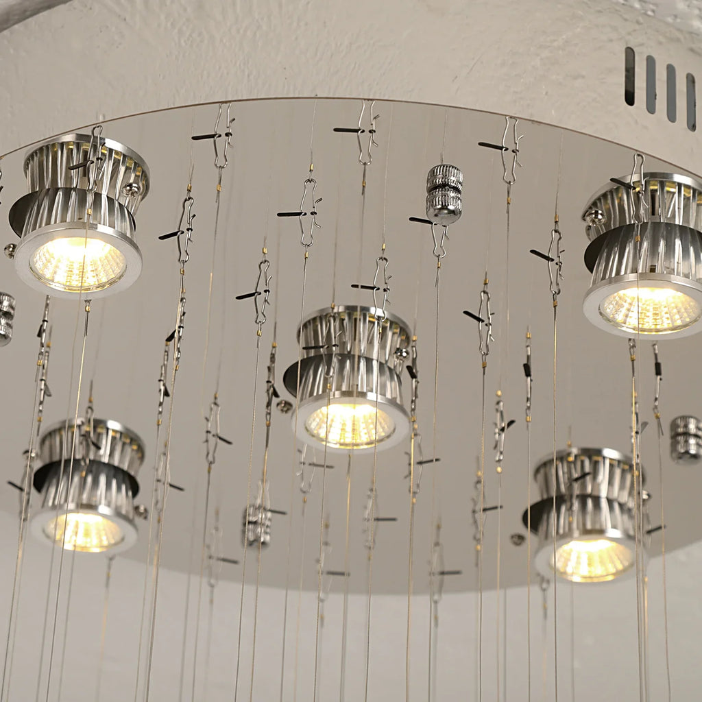Crystal Droplight Led Pendant Light Loft Stairs Chandelier Hanging Ceiling Lamp