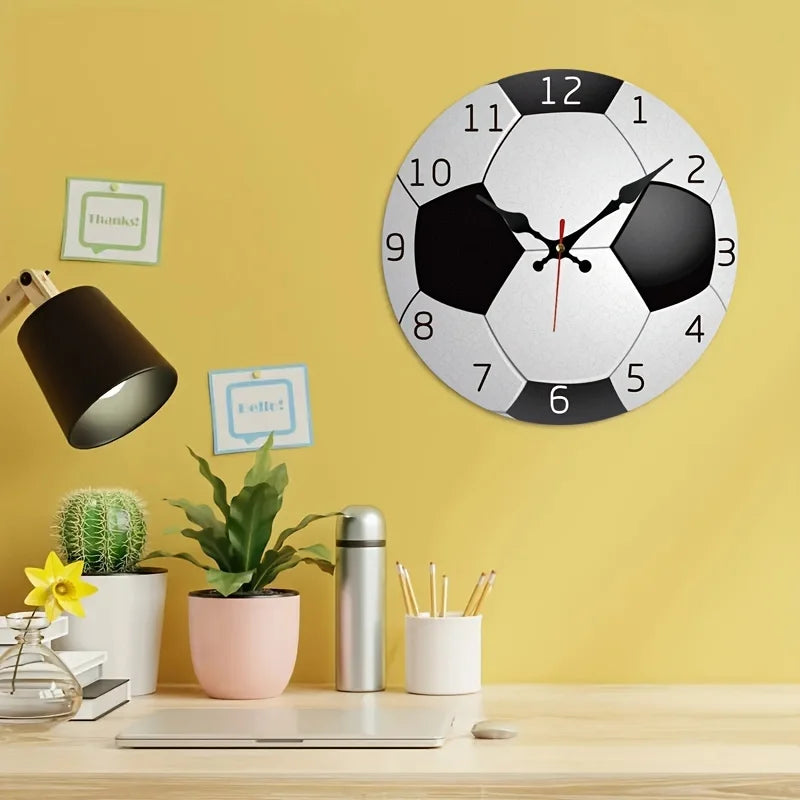 A Silent Non-Ticking Round Soccer Wall Clock