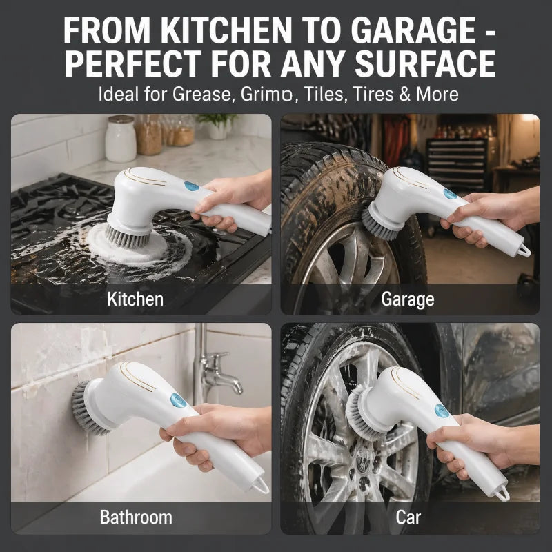 Electric Grease Scrubber, Rechargeable Powerful Cleaning Brush, Handheld Cordless