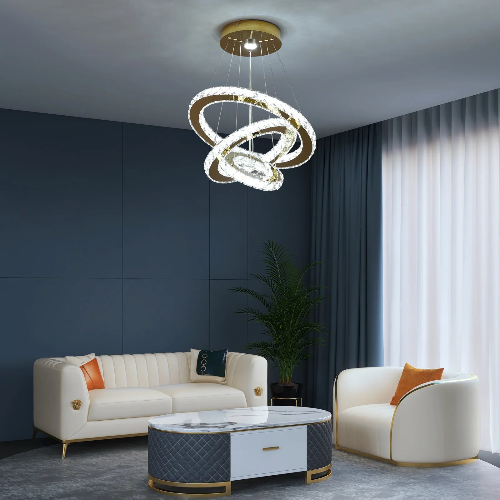 French luxury crystal chandeliers  Led ceiling lamp pendant