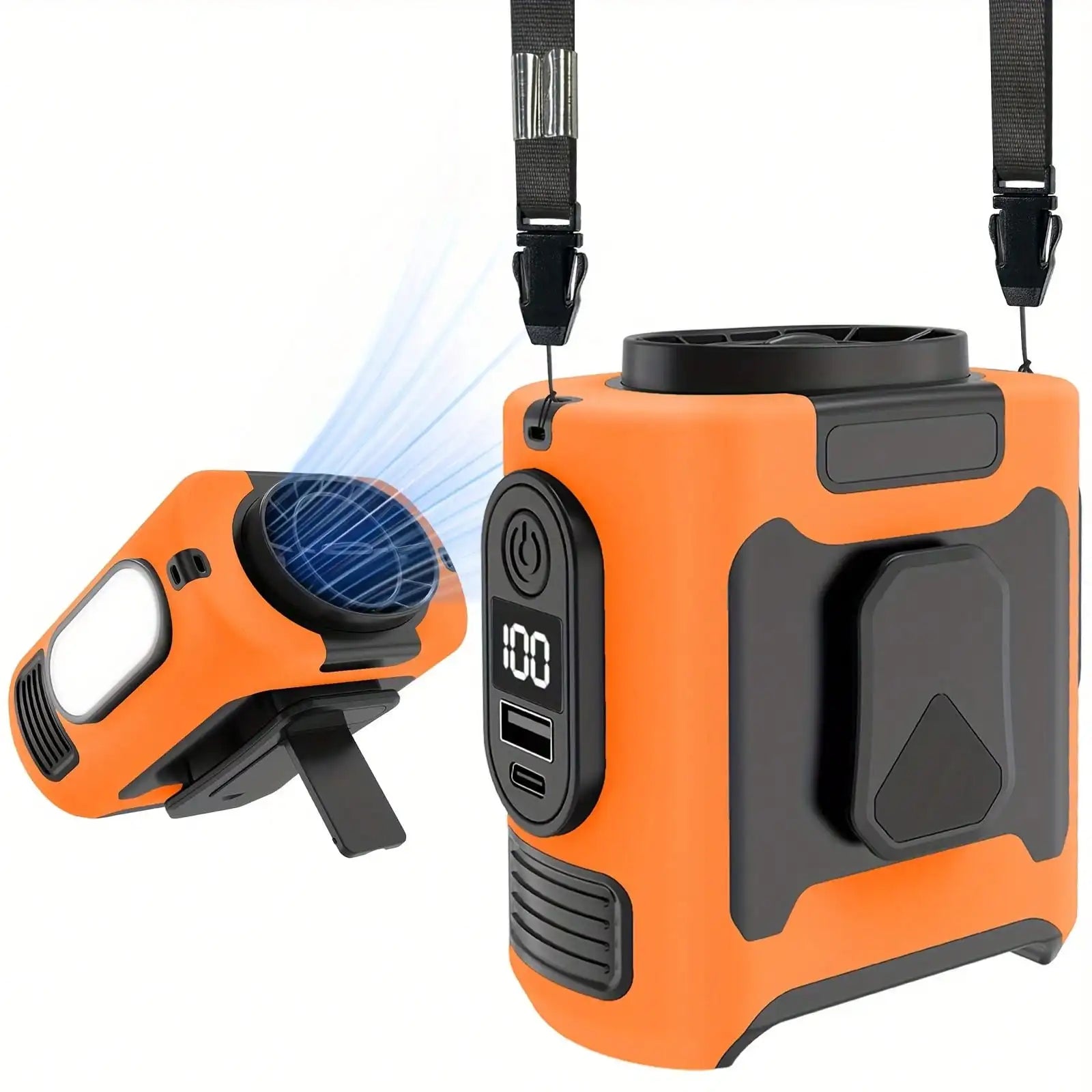 Flashlight, Portable Belt Clip , 40 Hours Cooling Personal Wearable , 5-Speed , Rechargeable Hands-Free Neck With Dual Clips