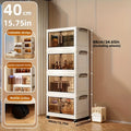 3/4-Tier Stackable Heavy Duty Plastic Folding Cabinet with Lid & Wheels